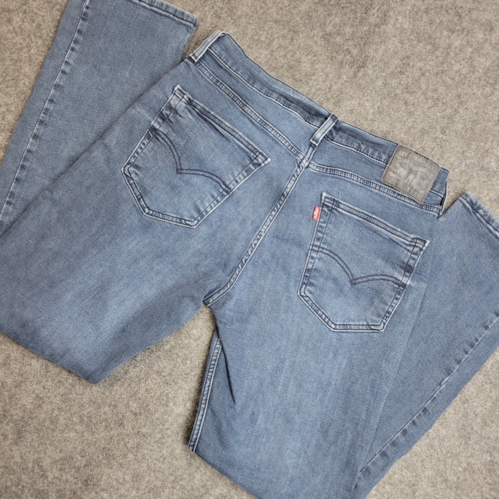 Levis 514 Jeans Mens 36x32 Blue Denim Medium Wash Stretch Straight Leg Grunge